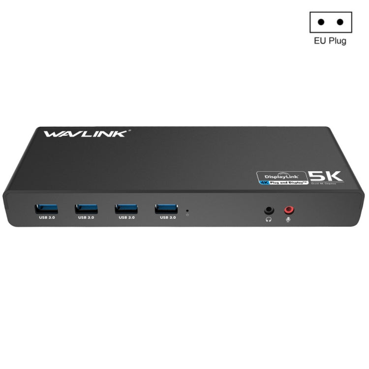 Wavlink UG69DK1 5K Type-C Dual Display USB 3.0 Video Gigabit Ethernet HDMI Docking Station, US Plug, EU Plug, UK Plug, AU Plug