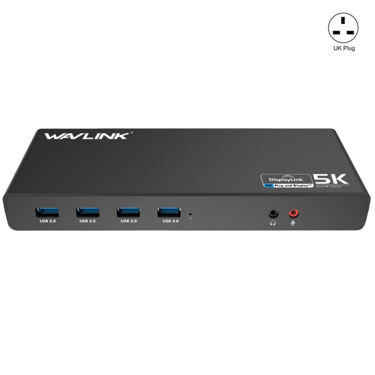 Wavlink UG69DK1 5K Type-C Dual Display USB 3.0 Video Gigabit Ethernet HDMI Docking Station, US Plug, EU Plug, UK Plug, AU Plug