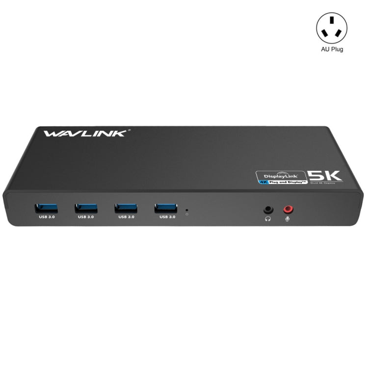 Wavlink UG69DK1 5K Type-C Dual Display USB 3.0 Video Gigabit Ethernet HDMI Docking Station, US Plug, EU Plug, UK Plug, AU Plug