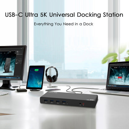 Wavlink UG69DK1 5K Type-C Dual Display USB 3.0 Video Gigabit Ethernet HDMI Docking Station, US Plug, EU Plug, UK Plug, AU Plug