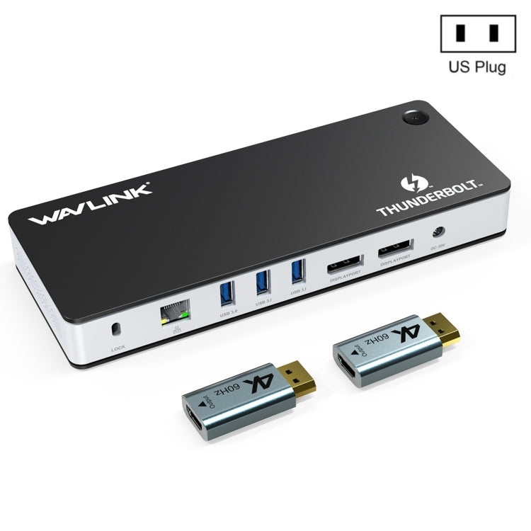 Wavlink UTD21H 60W Host Charging Thunderbolt 3 Docking Station 4K Dual Display 11 in 1 Ports, US Plug, EU Plug, UK Plug