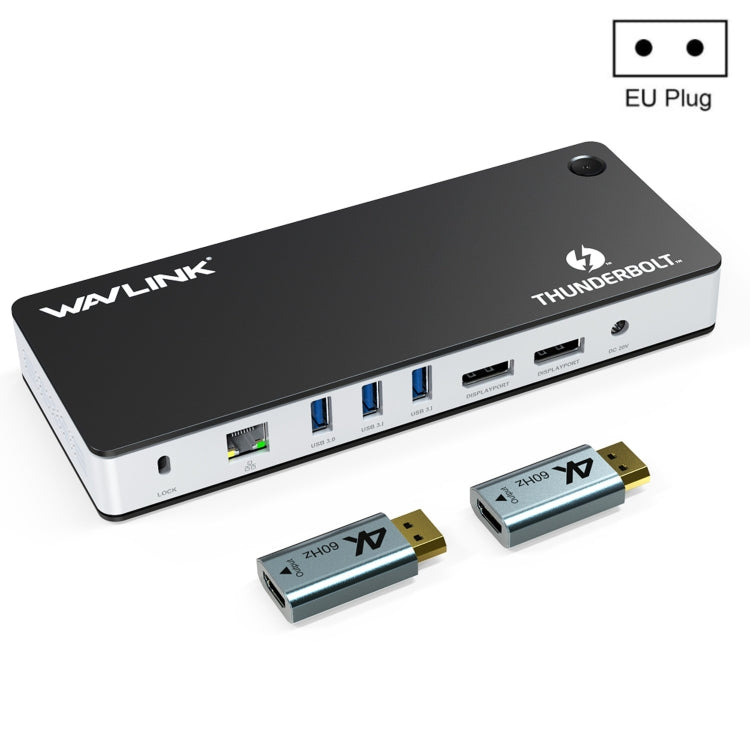 Wavlink UTD21H 60W Host Charging Thunderbolt 3 Docking Station 4K Dual Display 11 in 1 Ports, US Plug, EU Plug, UK Plug