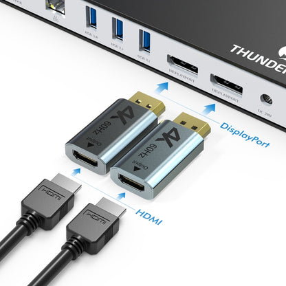 Wavlink UTD21H 60W Host Charging Thunderbolt 3 Docking Station 4K Dual Display 11 in 1 Ports, US Plug, EU Plug, UK Plug