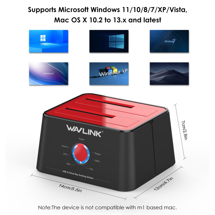 Wavlink ST334U SSD Dual Bay External Hard Drive Docking Station USB 3.0 to SATA I/II/III, ST334U