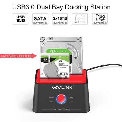 Wavlink ST334U SSD Dual Bay External Hard Drive Docking Station USB 3.0 to SATA I/II/III, ST334U