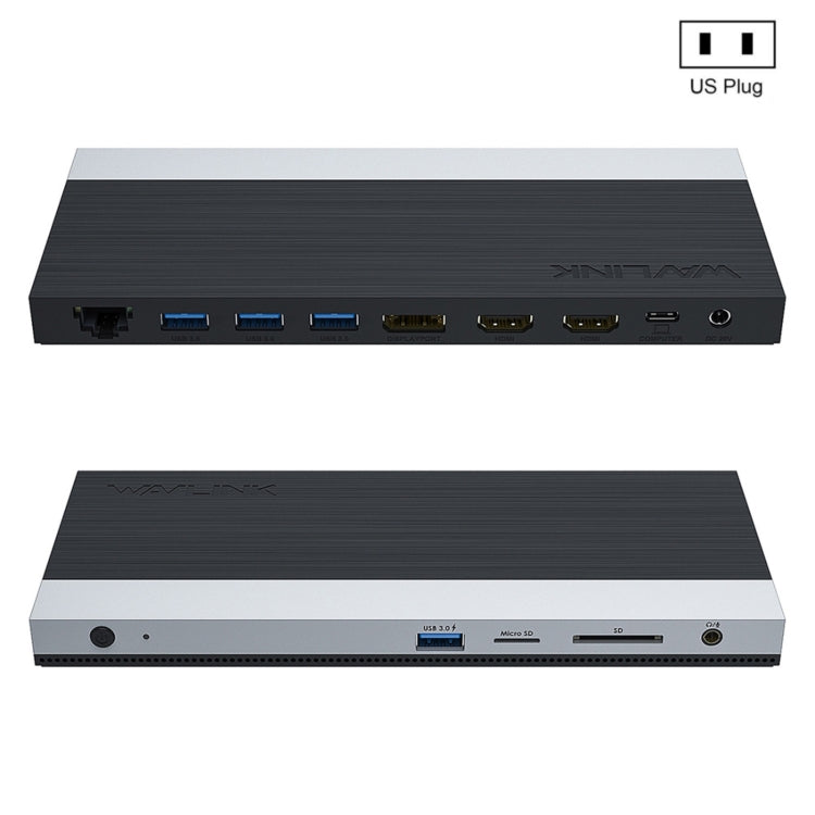 Wavlink UMD05 Display Port HDMI Port RJ45 Ethernet Triple Display MST Laptop Docking Station, US Plug, EU Plug, UK Plug, AU Plug