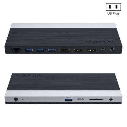 Wavlink UMD05 Display Port HDMI Port RJ45 Ethernet Triple Display MST Laptop Docking Station, US Plug, EU Plug, UK Plug, AU Plug
