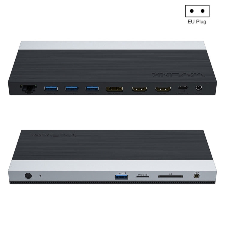 Wavlink UMD05 Display Port HDMI Port RJ45 Ethernet Triple Display MST Laptop Docking Station, US Plug, EU Plug, UK Plug, AU Plug