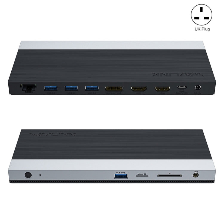 Wavlink UMD05 Display Port HDMI Port RJ45 Ethernet Triple Display MST Laptop Docking Station, US Plug, EU Plug, UK Plug, AU Plug