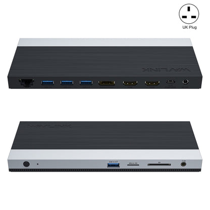 Wavlink UMD05 Display Port HDMI Port RJ45 Ethernet Triple Display MST Laptop Docking Station, US Plug, EU Plug, UK Plug, AU Plug