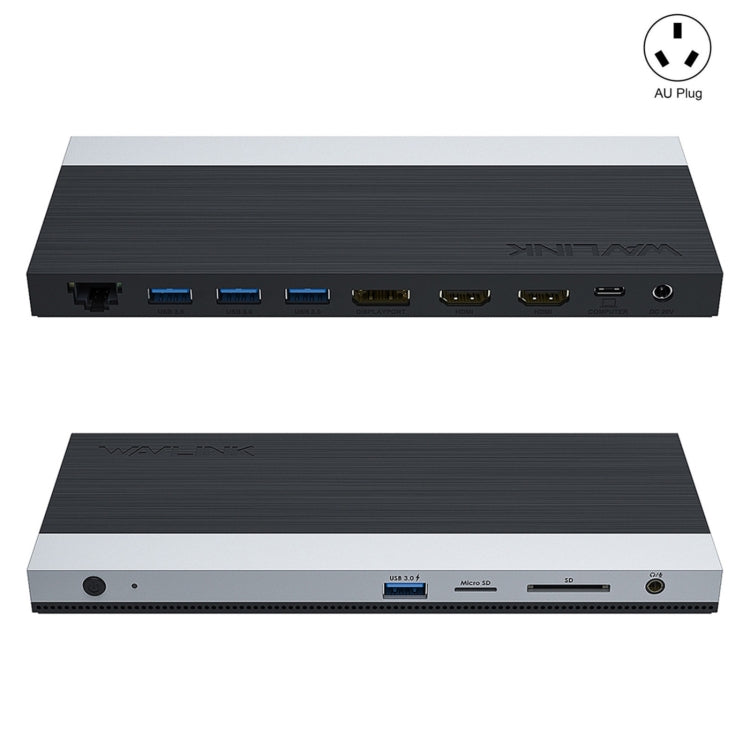 Wavlink UMD05 Display Port HDMI Port RJ45 Ethernet Triple Display MST Laptop Docking Station, US Plug, EU Plug, UK Plug, AU Plug