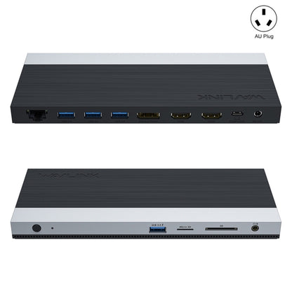 Wavlink UMD05 Display Port HDMI Port RJ45 Ethernet Triple Display MST Laptop Docking Station, US Plug, EU Plug, UK Plug, AU Plug