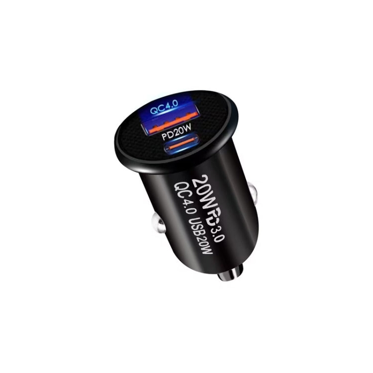 P10 Mini Style QC4.0 USB / PD20W Dual Port Car Charger, P10 (Black), P10 (White)