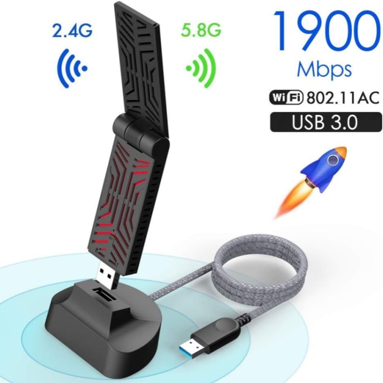 WAVLINK WN690A5D For PC AC1900M USB 3.0 Network Card 2.4GHz 5GHz Dual Band Wireless Adapter, WN690A5D