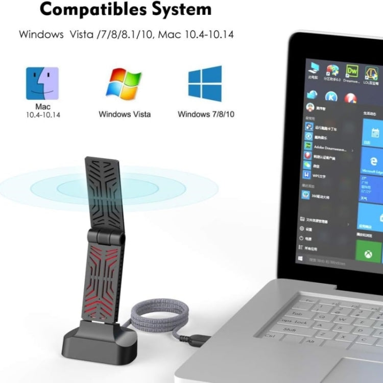 WAVLINK WN690A5D For PC AC1900M USB 3.0 Network Card 2.4GHz 5GHz Dual Band Wireless Adapter, WN690A5D