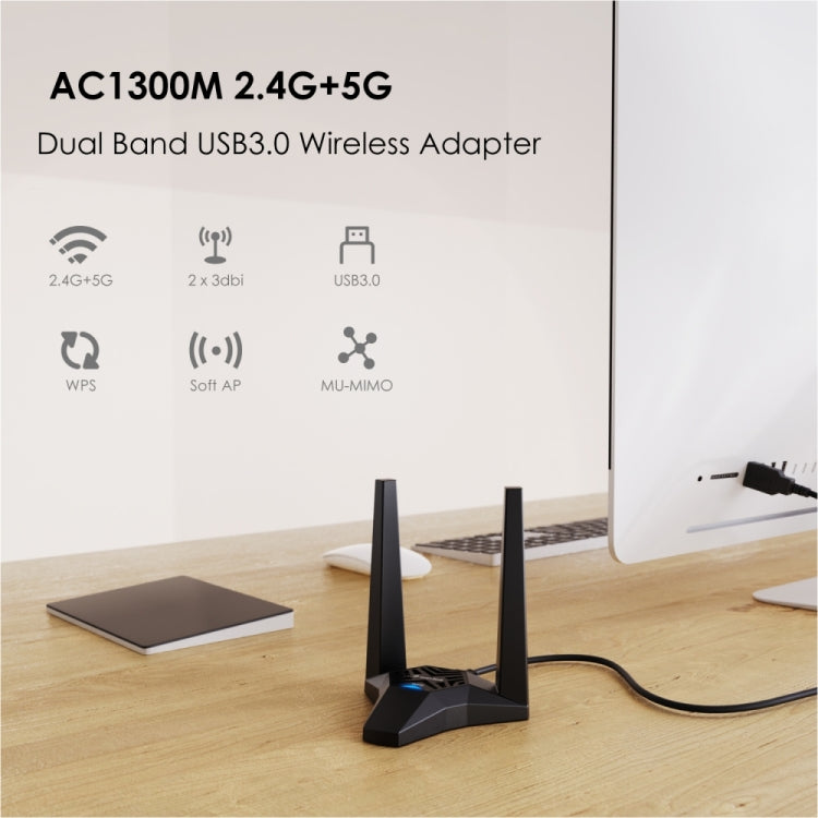 WAVLINK WN692A3 Lag-Free Gaming High Speed AC1300M Wireless Dual Band USB 3.0 Adapter, WN692A3