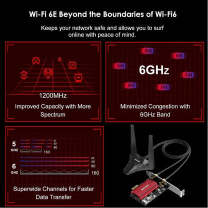 WAVLINK WN675X3-PCIE Tri-band 5400Mbps WiFi 6E PCIe Wireless Adapter BT 5.3 Network Card, WN675X3-PCIE