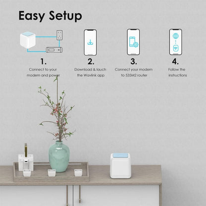 WAVLINK WN535M2 For Home Office 2pcs Mesh Wireless Router AC1200 Dual Band WiFi Signal Booster, US Plug, UK Plug, AU Plug