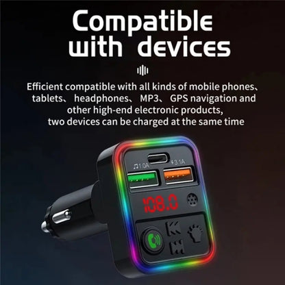 P18 Double USB Cigarette Lighter Bluetooth Car MP3 Music Player Hands-Free Calling Car Audio Device, P18