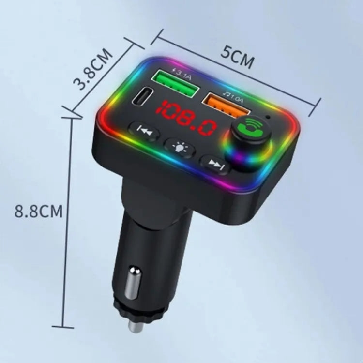 P4 Car FM Transmitter PD Fast Charger Car Charger Support U Disk Bluetooth Hands-free Calling, P4
