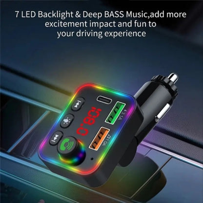 P4 Car FM Transmitter PD Fast Charger Car Charger Support U Disk Bluetooth Hands-free Calling, P4