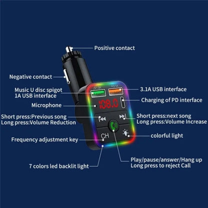 P2 Dual USB Port Cigarette Lighter Car Charger Support Bluetooth Hands Free Calling Car Player Charger, P2