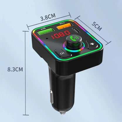 PDF3 7-Color Lights Hands-Free Bluetooth Calling MP3 Wireless Player PD/QC3.0 Fast Car Charger, PDF3