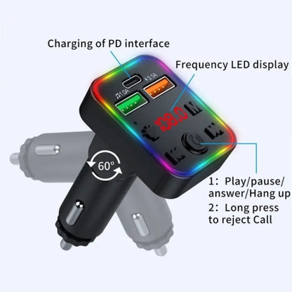 P22 Support MP3 Player USB Port Bluetooth FM Transmitter in-Car Adapter PD Car Charger, P22