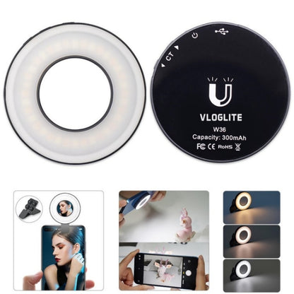 VLOGLITE W36 Mini LED Cell Phone Fill Light With Makeup Mirror Magnetic Selfie Ring Light, W36 Mirror