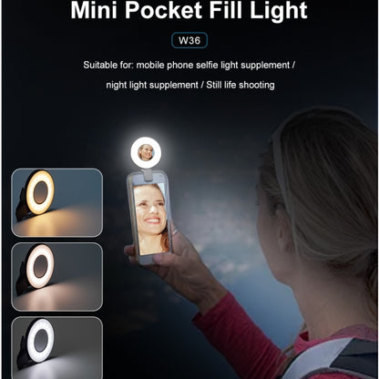 VLOGLITE W36 Mini LED Cell Phone Fill Light With Makeup Mirror Magnetic Selfie Ring Light, W36 Mirror