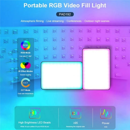 VLOGLITE PAD192RGB For DSLR Camera Gopro LED Camera Fill Light RGB Full Color Photography Lighting, PAD192RGB