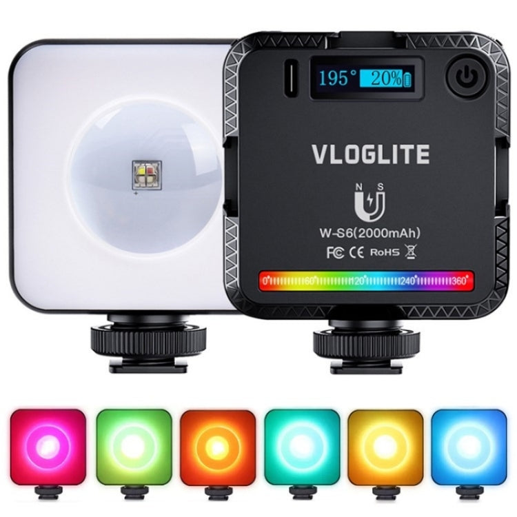 VLOGLITE W-S6 Magnetic Mini Full Color RGB LED Camera Light Sunset Atmosphere Lamp, W-S6