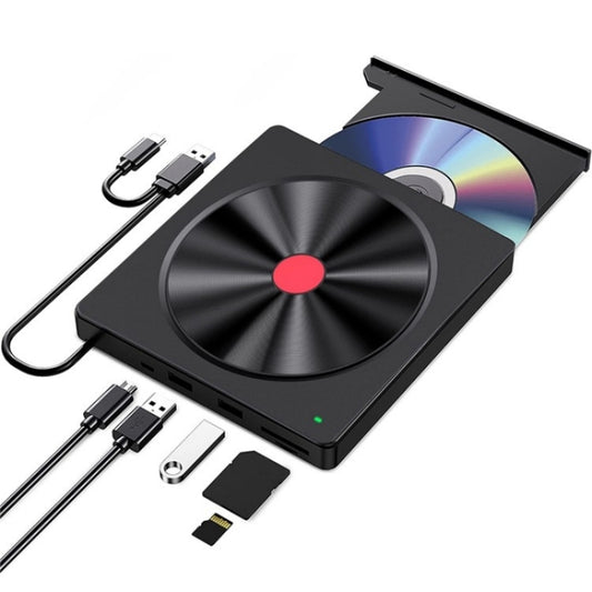 052 USB + Type-C DVD Burner Readable SD / TF Card DVD-RW Recorder PC External Optical Drive, 052