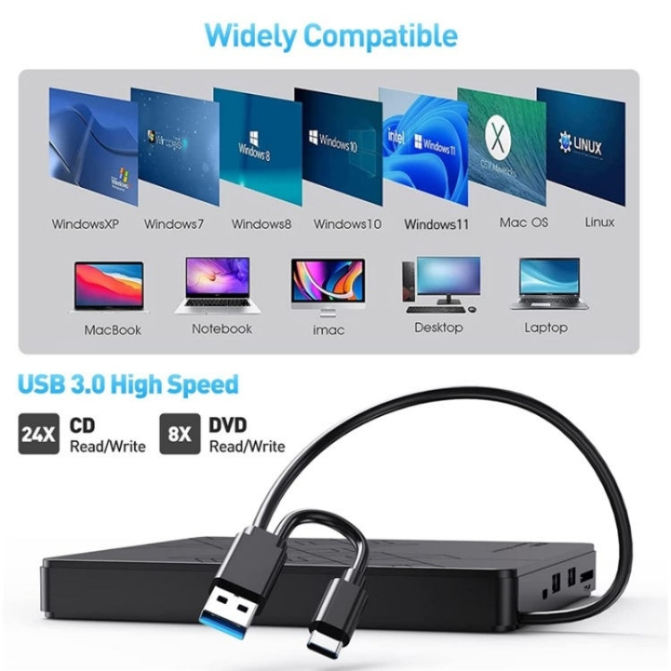 BT668 Readable TF / SD Card USB Multi-Function CD Disc Player External Optical Drive DVD Burner, BT668