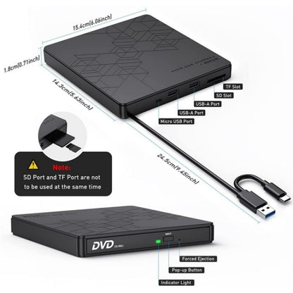 BT668 Readable TF / SD Card USB Multi-Function CD Disc Player External Optical Drive DVD Burner, BT668