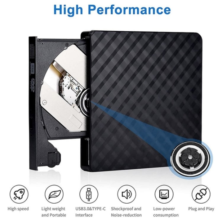 BT699 USB / Type-C External Optical Drive Case Laptop DVD Burner Portable Slim Disc Player, BT699