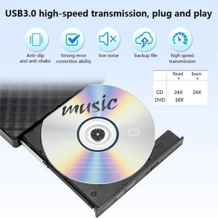 BT699 USB / Type-C External Optical Drive Case Laptop DVD Burner Portable Slim Disc Player, BT699