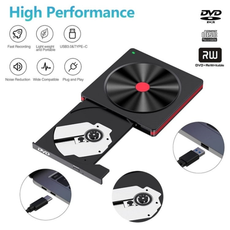 048 Type-C Optical Drive Portable DVD-RW External USB Optical Drive Laptop DVD Burner, 048