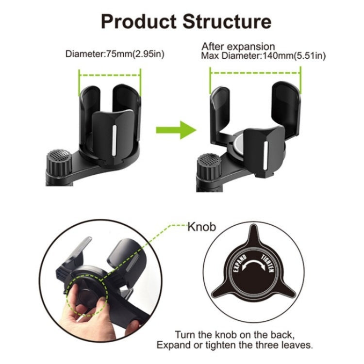 D08 With Adjustable Snack Cup Cup Holder Phone Mount For Car Phone Clamping Mount Holder, D08 (Grey), D08 (Green)