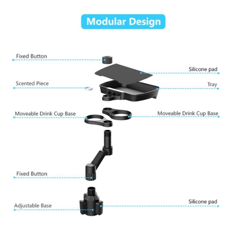 D05 Rotation Meal Tray Phone Stand Car Dining Table Plastic Car Cup Holder Mount Dual Drink Bracket, D05