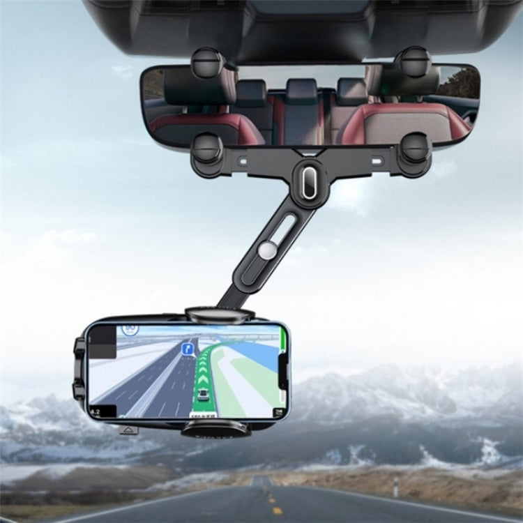 R010 Universal Vehicle Rearview Mirror Phone Holder Multifunctional Retractable Cell Phone Car Mount, R010 (Green), R010 (Black)