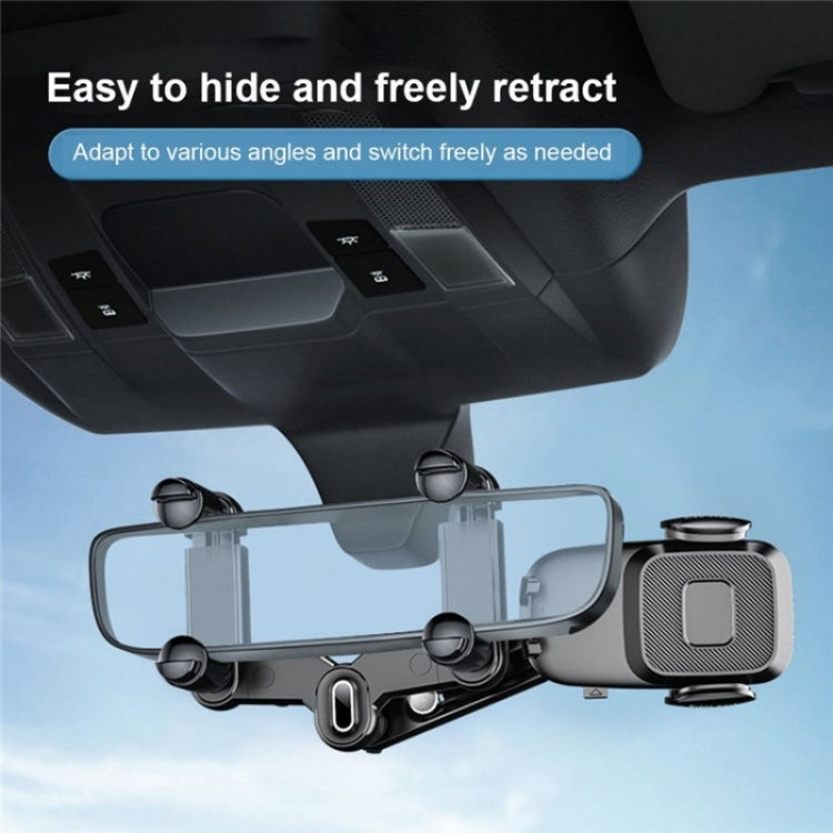 R009 Universal Vehicle Retractable Phone Clip Holder Car Rearview Mirror Cell Phone Mount, R009 (Green), R009 (Black)