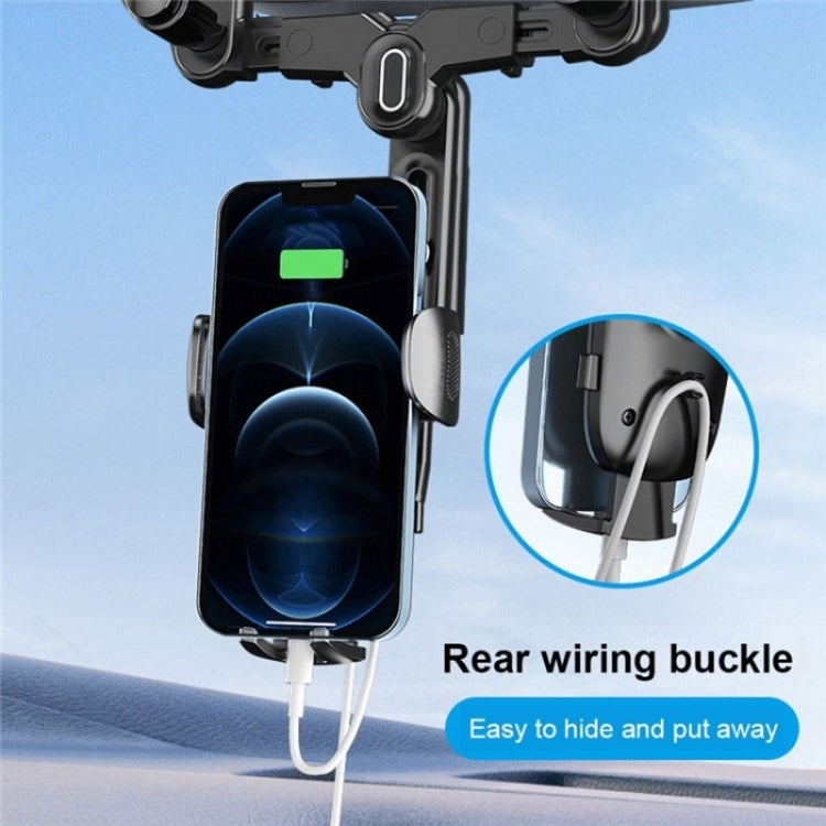 R009 Universal Vehicle Retractable Phone Clip Holder Car Rearview Mirror Cell Phone Mount, R009 (Green), R009 (Black)