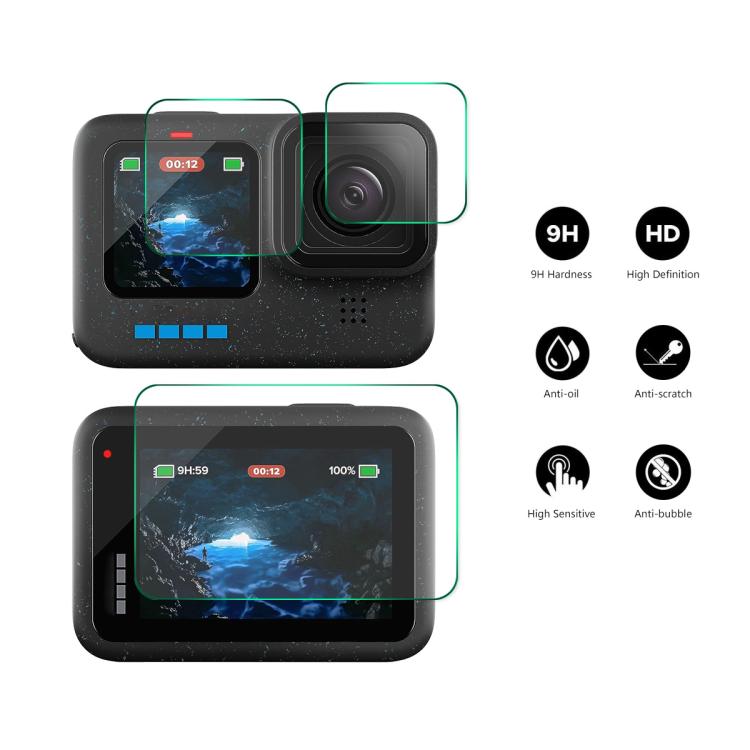 ENKAY Hat-Prince 9H 0.2mm High Alumina-silicon Front ＆ Back Camera Tempered Glass Film, For GoPro HERO12 Black