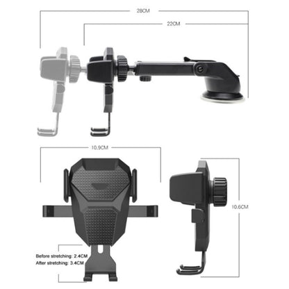 D25+105+K5 Auto Locking Car Phone Clip Telescopic Suction Cup Dashboard Phone Mount Holder