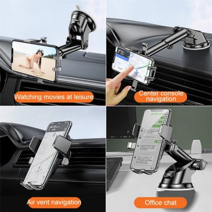 D25+105+K5 Auto Locking Car Phone Clip Telescopic Suction Cup Dashboard Phone Mount Holder