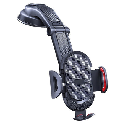 ES33 Car Mobile Phone Holder Bracket Carbon Fiber 360 Degree Rotation Suction Cup Mount, ES33 (Black), ES33 (Red)