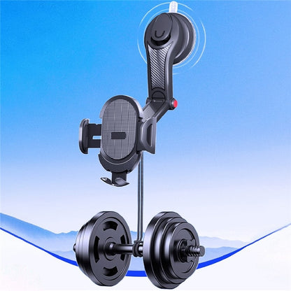 ES33 Car Mobile Phone Holder Bracket Carbon Fiber 360 Degree Rotation Suction Cup Mount, ES33 (Black), ES33 (Red)