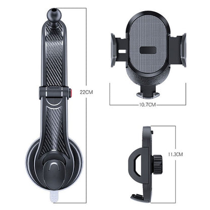 ES33 Car Mobile Phone Holder Bracket Carbon Fiber 360 Degree Rotation Suction Cup Mount, ES33 (Black), ES33 (Red)
