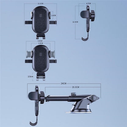 D48+105+K5 Brushed Pattern Car Dashboard Windshield Telescopic Suction Cup Air Vents Phone Mount, D48+105+K5